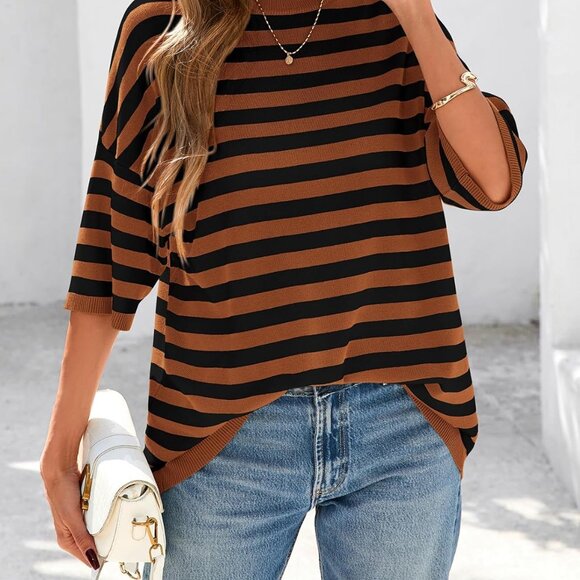 Women's Lightweight Knit Short Sleeve Top Spring Summer Crew Neck Oversized - Picture 3 of 8